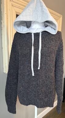 Aerie OFFLINE Oversized Speckled Knit Hooded Sweater Size L NWT